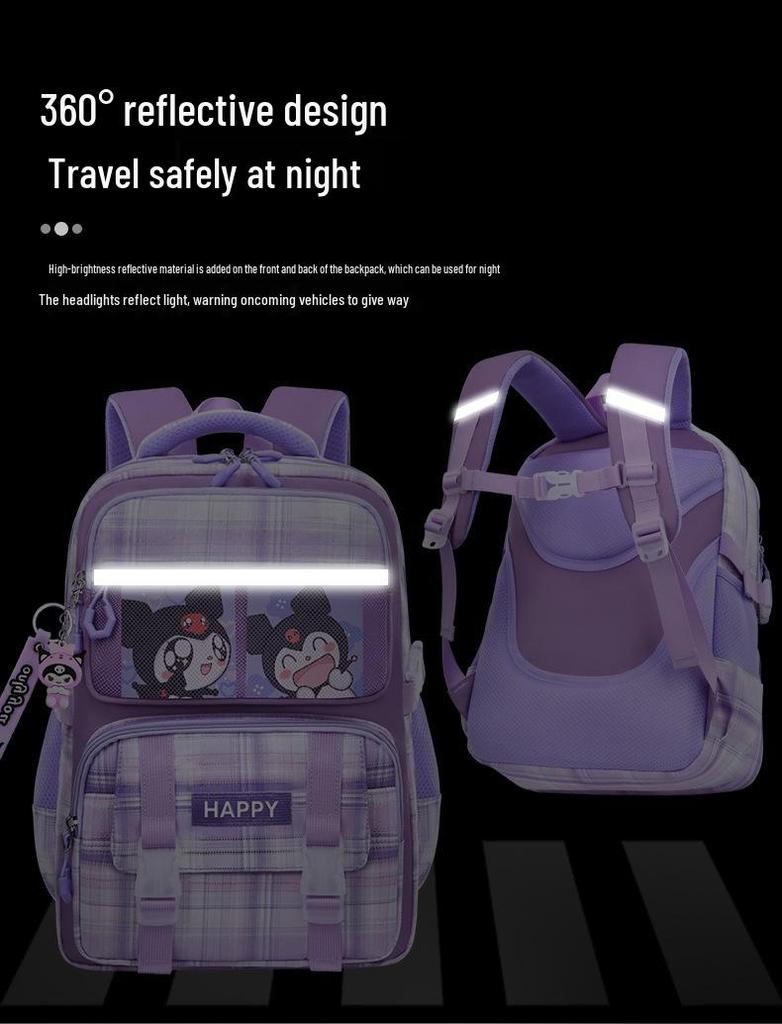 Lightweight Backpack for Girls Grades 1-9: Large Capacity, Spine Protection, Load Reduction