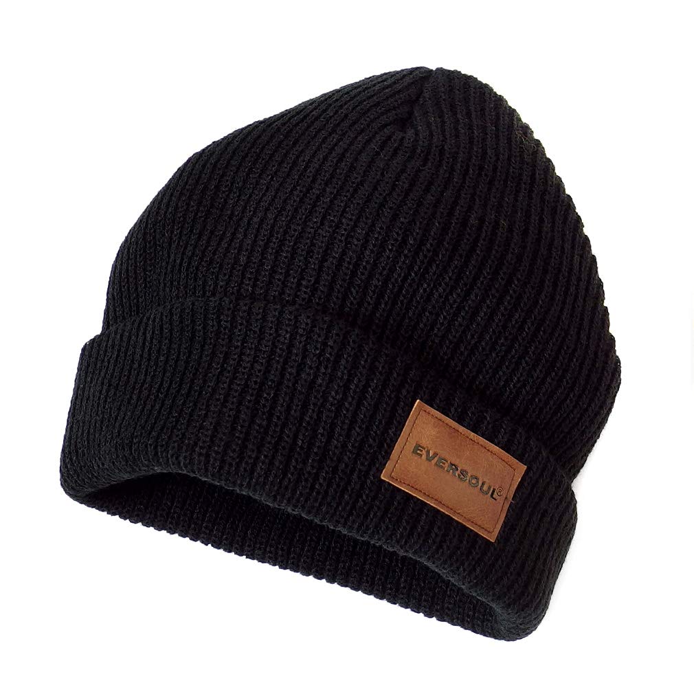 

Knit Cap Watch Cap Knit Cap Hat Beanie Patch Unisex Black [EVERSOUL] чорний