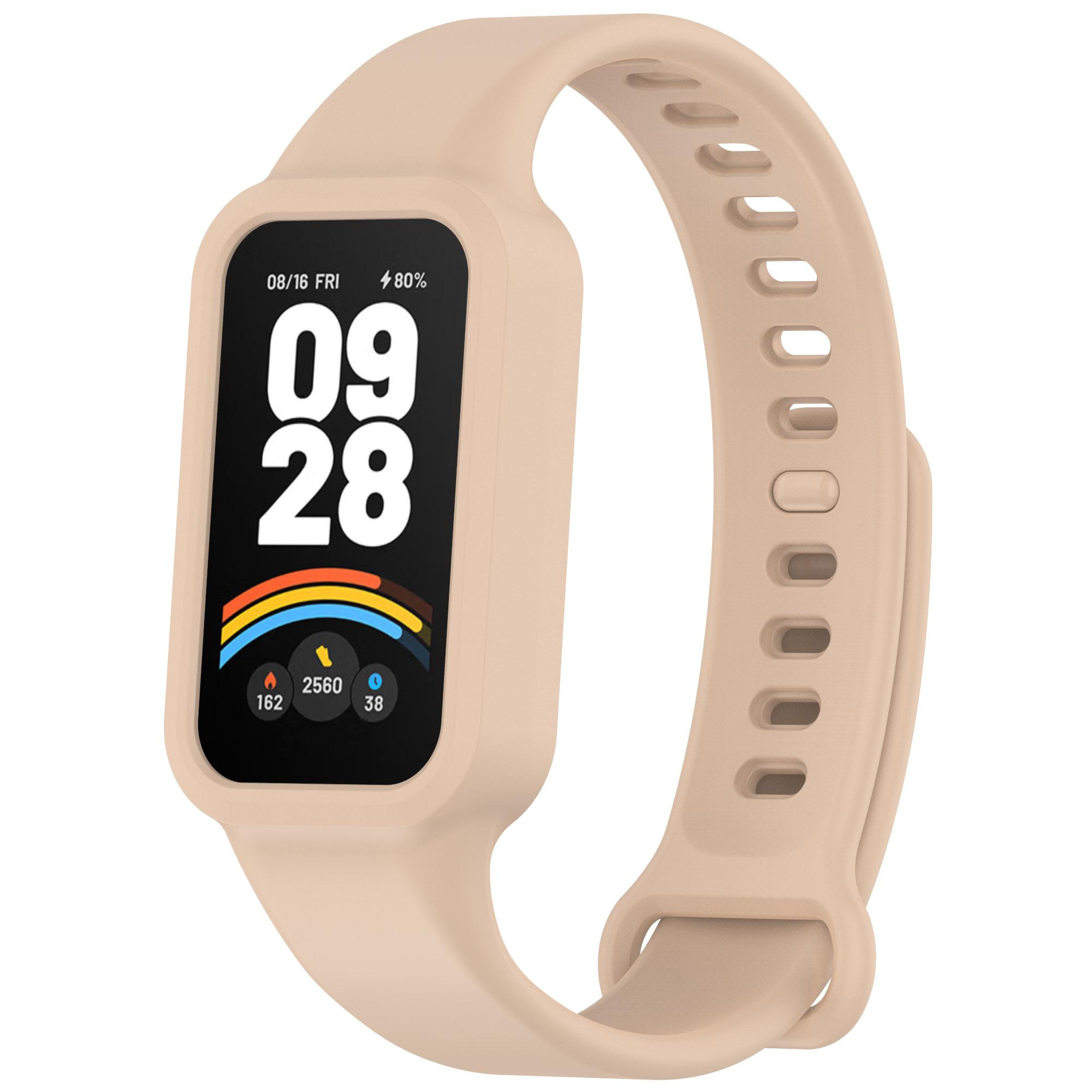 

For Xiaomi Smart Band 9 Active/Redmi Band 3 Watch Band Soft Silicone Strap with Watch Case D