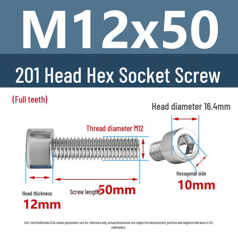 Yigu 201 Stainless Steel Cup Head Hexagon Screws and Bolts - M3, M4, M5, M6