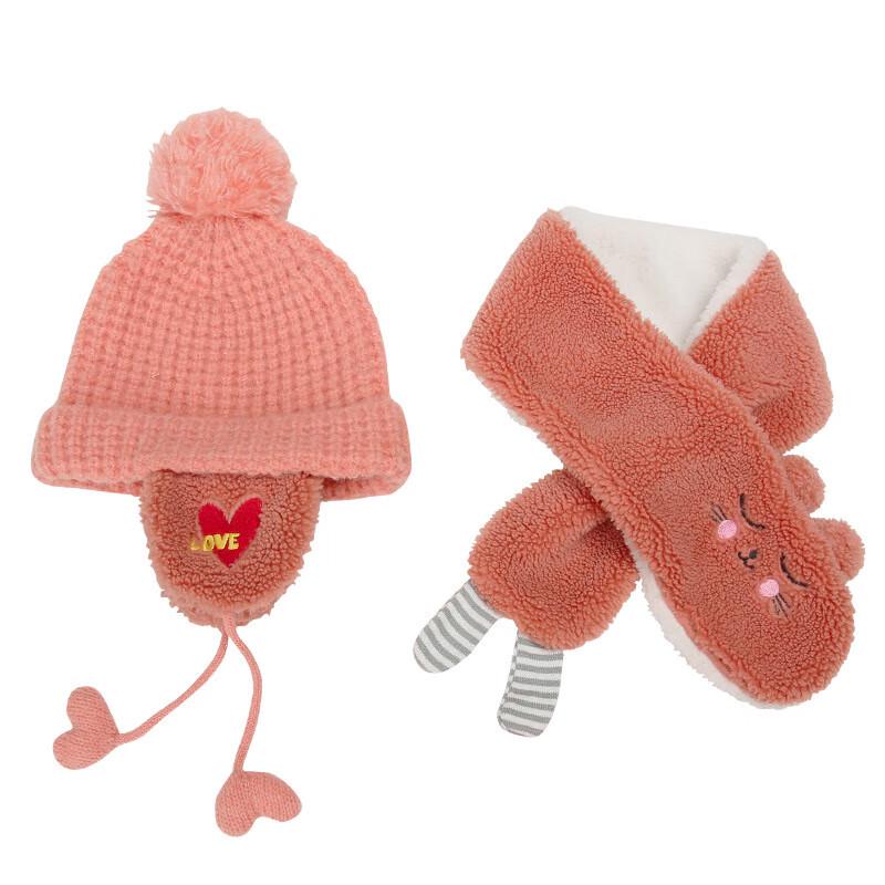 Lemonkid Lamb Wool Rabbit Ear Flap Hat with Scarf