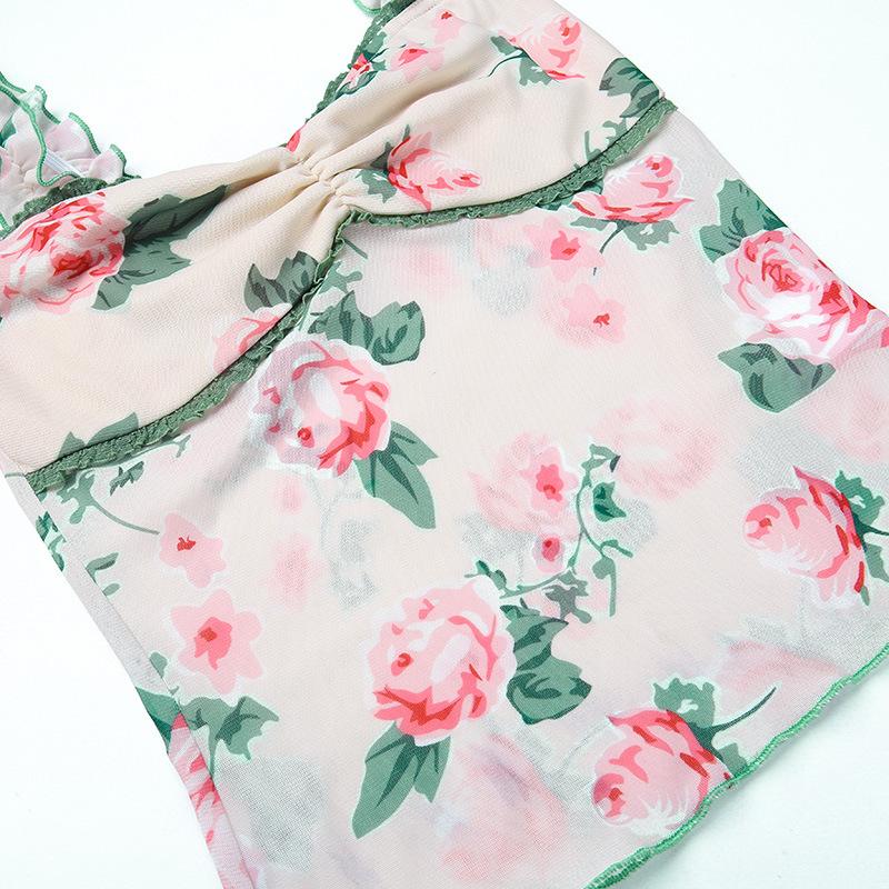 Sommer-Träger-Tanktops für Damen, V-Ausschnitt, ärmellose Weste mit Blumenmuster