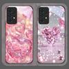 Stylish Pink Heart-Shaped Crystal Tempered Glass Phone Case for Samsung Galaxy A56 A72 A55 A54 A53 A52 A36 A15 A14 A13 5G Cover