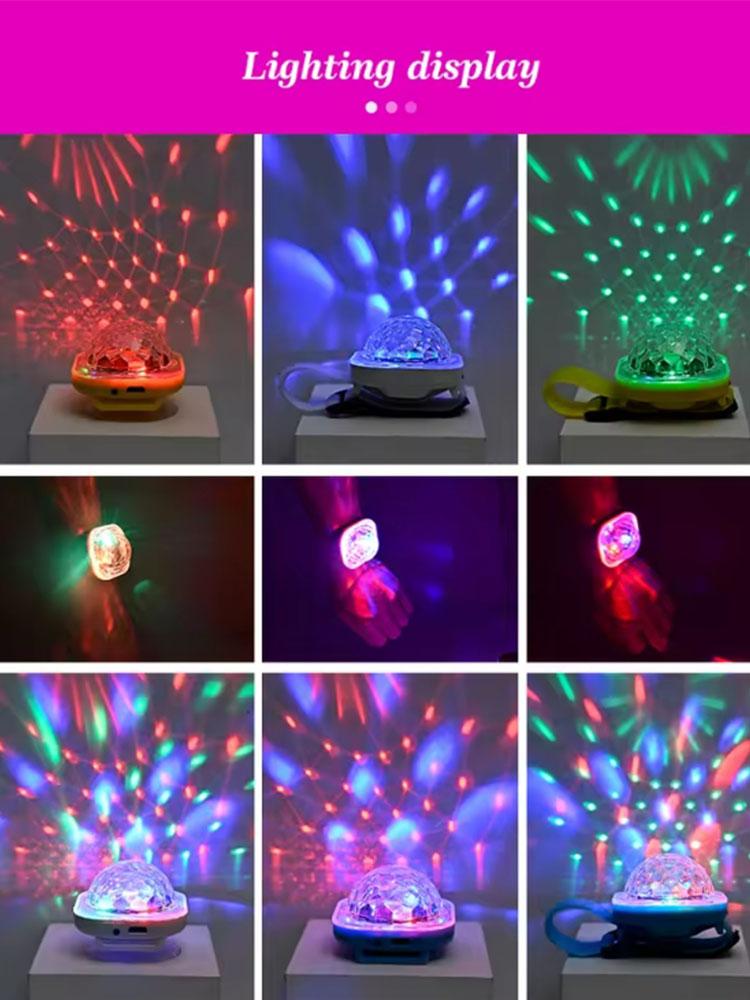 Portable LED Colorful Night Light Disco Stage Light Sound Control Wearable Childrens Toys Watch Ambient Lamp for KTV Concert Bar