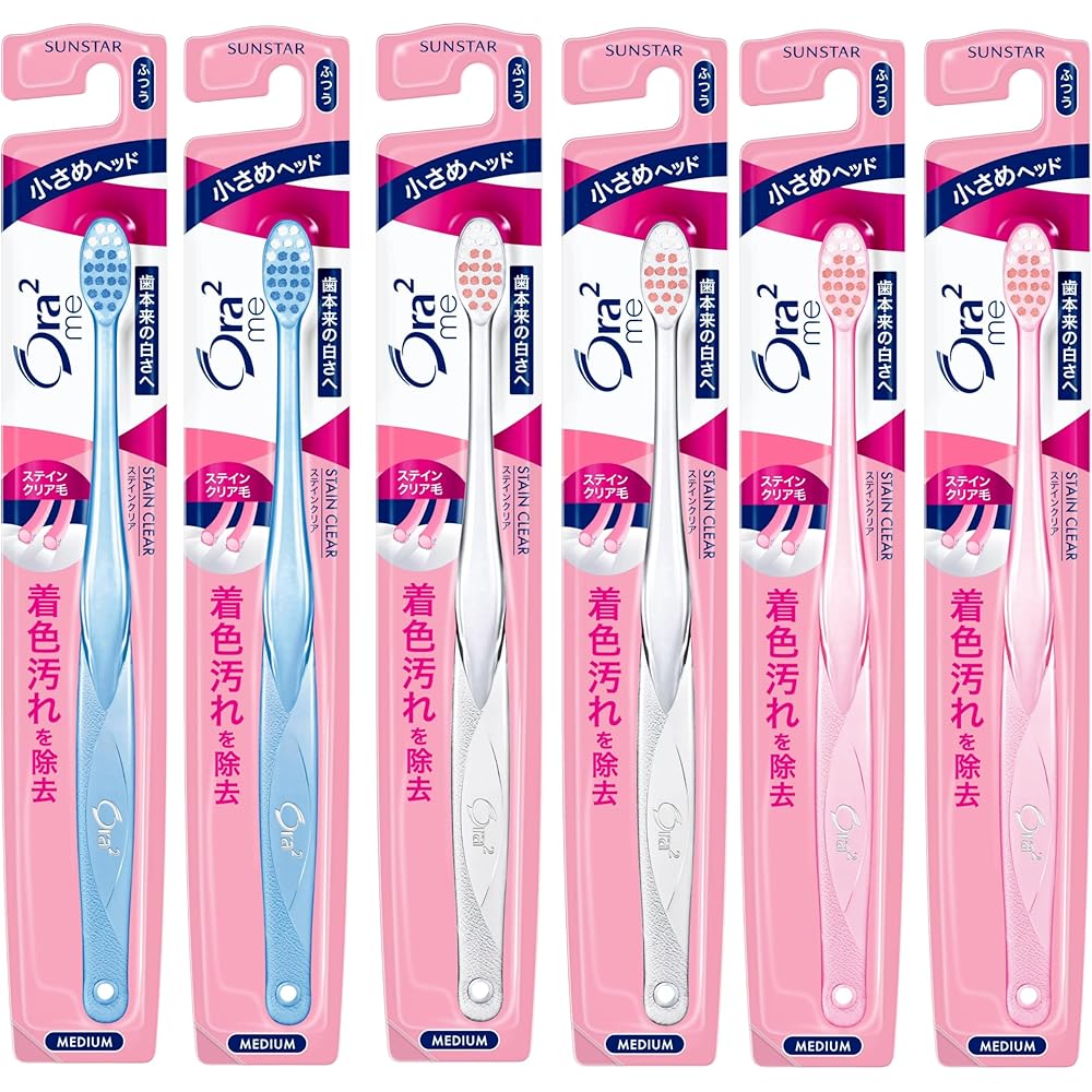 Ora2 Me Stain Clear Toothbrush Compact Head Medium 6-Pack