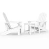 Vidaxl Adirondack Garden Chairs with Table, HDPE, White