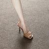 Neue Lackleder High-Heel Cool Slipper Vielseitige Dünn-Heel Square-Toe Ein-Wort Slipper