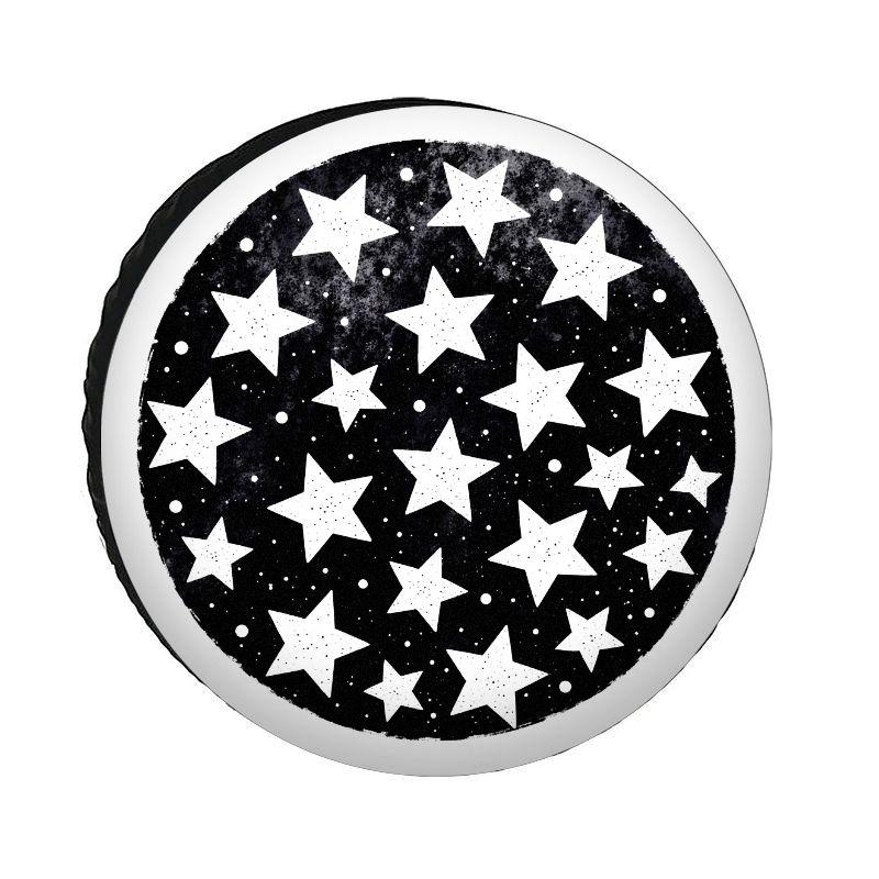 Car Tire Covers With A Cosmic Starry Pattern, Stylish Black And White Stars Spare Tire Cover, Made Of Sun-Resistant And Dust-Pro