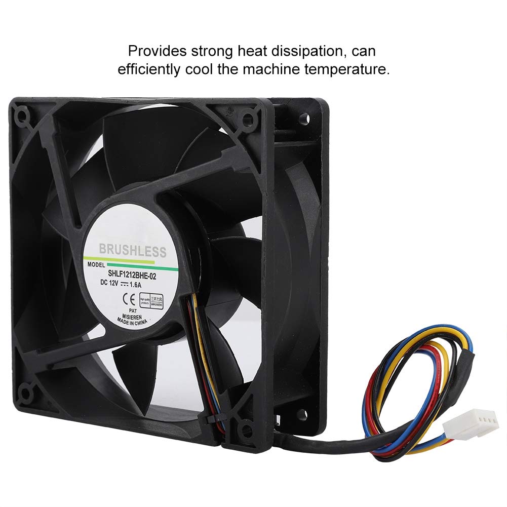 Computer Cooling Fan ASHATA SHLF1212BHE-02 DC12V 1.6A 12CM Temperature Control PWM Cooling Fan Cooler with High Heat Dissipation 12V Cooling Fan