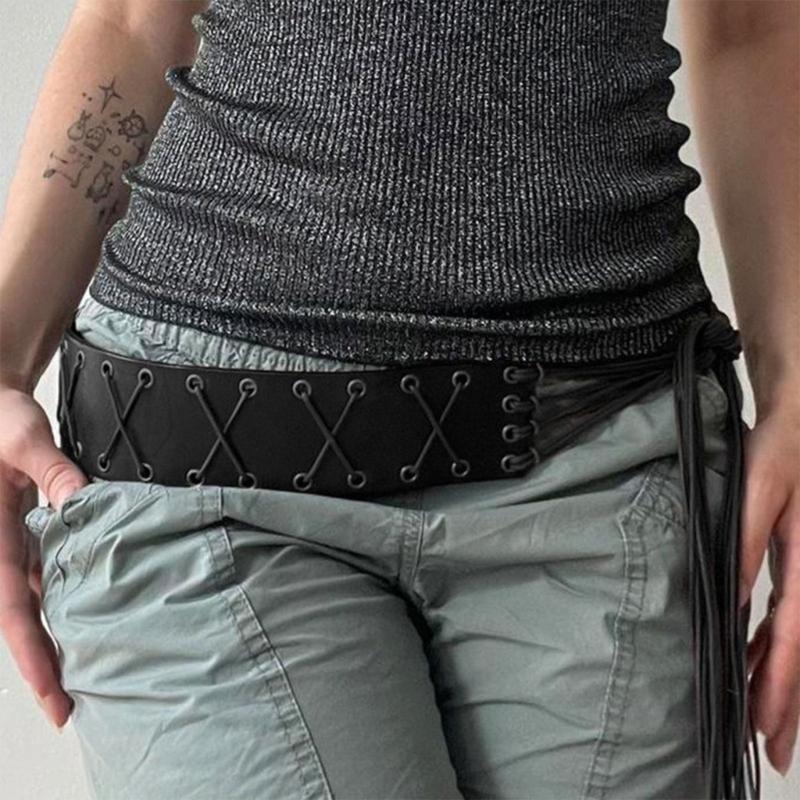 Adjust Laceup Cincher Belt Women Waist Belt Western Wide Belt PU Corset