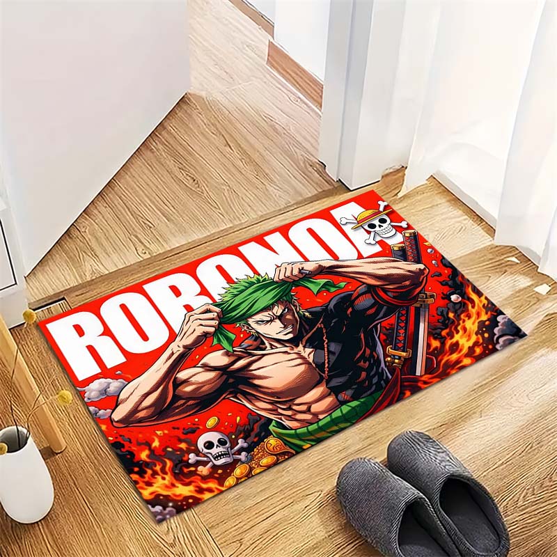 One Piece Anime Luffy Zoro Sanji Character Collage Area Rug Non Slip Floor Carpet Decor