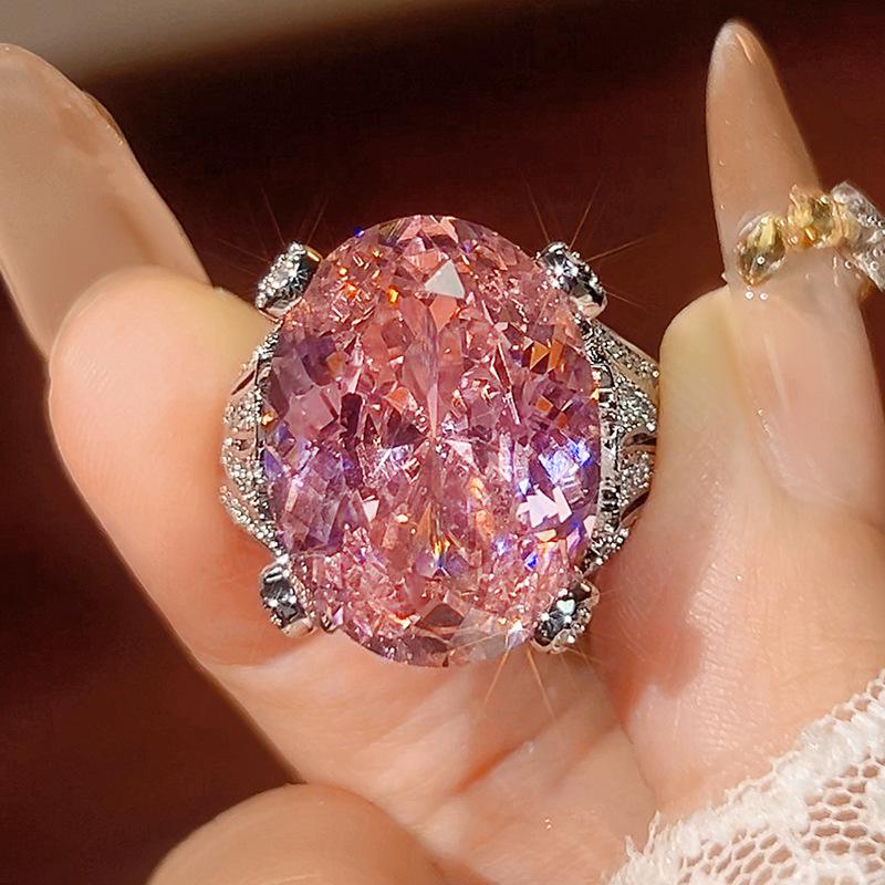 Accessories, Rings, Color Sapphire Blue, Red Corundum, Pink Diamonds Inlaid With High-End Women'S Goods