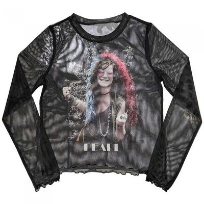 Dámsky crop top s dlhým rukávom Janis Joplin Pearl Garden Mesh