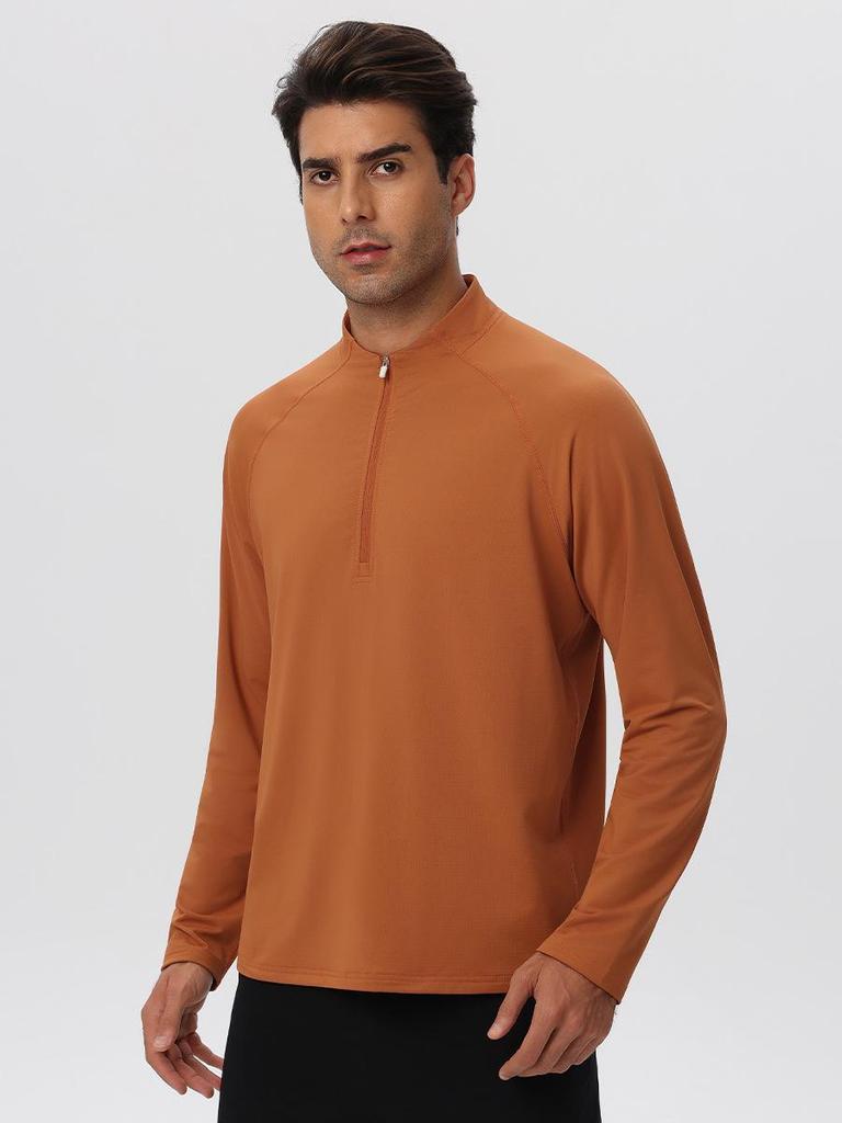 Men's Lightweight Half-Zip Long Sleeve Fitness and Running Top for Autumn & Winter