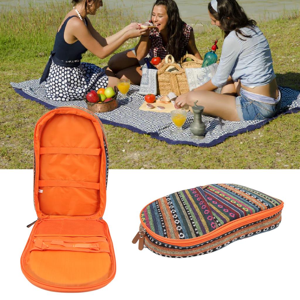 Camping Travel Cooking Utensils Organizer Travel Bag Outdoor Camping Cookware Container Bag for Beach Park Picnic BBQs Ethnic Style