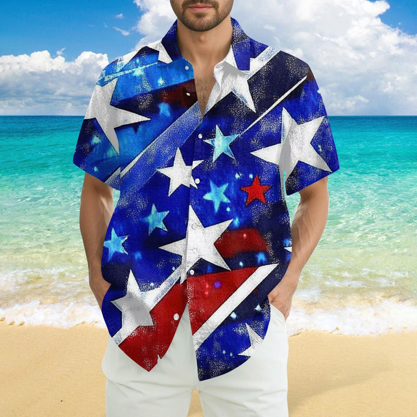 

Мужская повседневная рубашка с короткими рукавами и принтом «День независимости» XXL