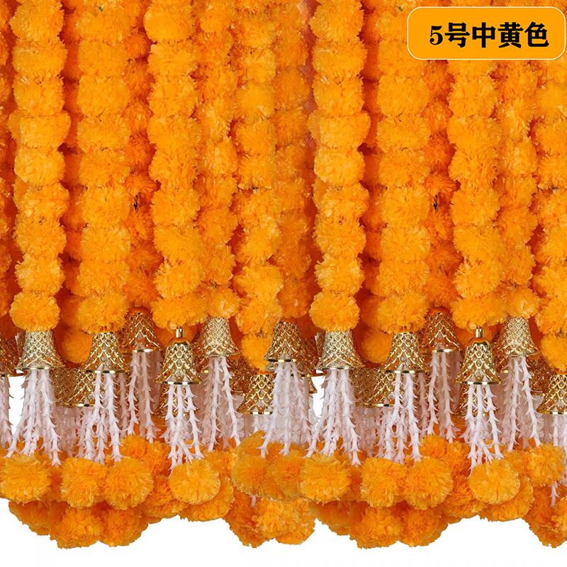 Mexican Dia De Muertos Flower String Artificial Marigolds Diwali Day Of The Dead Festival Decoration Simulation Silk Flower