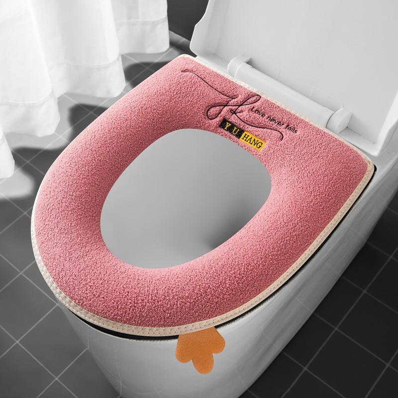 Washable Waterproof Toilet Seat Cover With Zipper Thick Winter Padding Universal Fit Home Bathroom