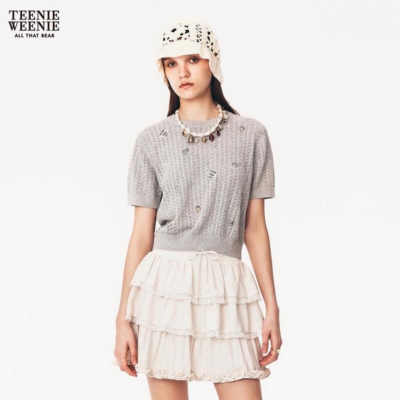 Teenie Weenie Women s Embroidered Short-Sleeve Knit Sweater XL