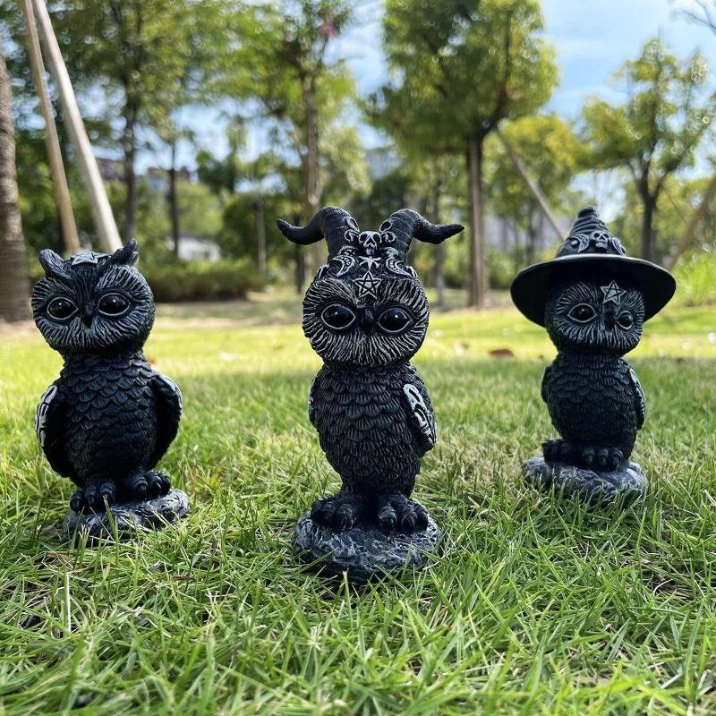 Garden Witch Cat Sculpture Gothic Kitten Decoration Halloween Magic Cat Statue Resin Craft Ornament Home Outdoor Courtyard Decor