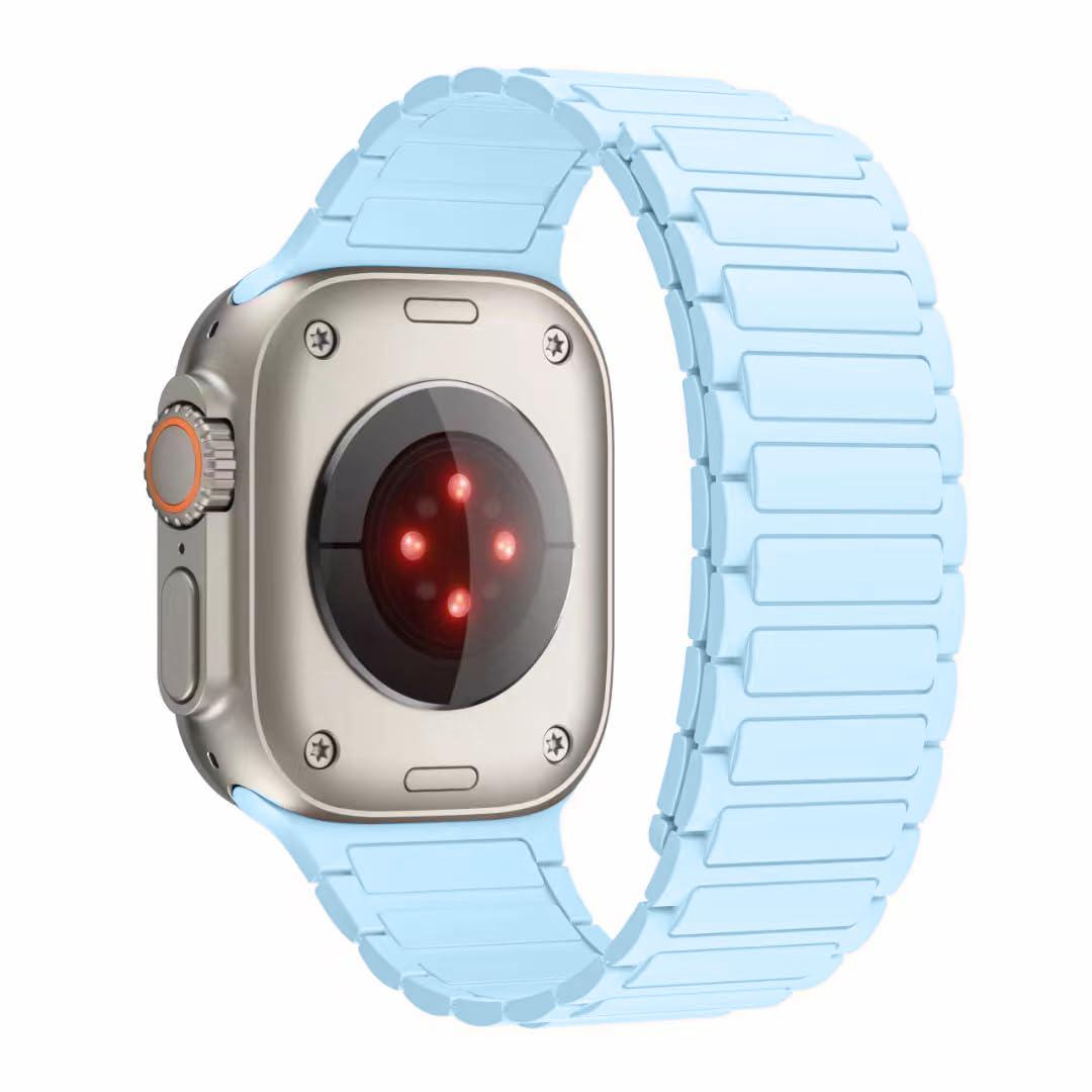 

Силіконовий магнітний ремінець для Apple Watch Strap Ultra 3 2 49мм 46мм 45мм 44мм 42мм 40 41мм Браслет IWatch Series 11 10 9 8 7 62028 42-44-45-49-S10-46mm світло-синій колір