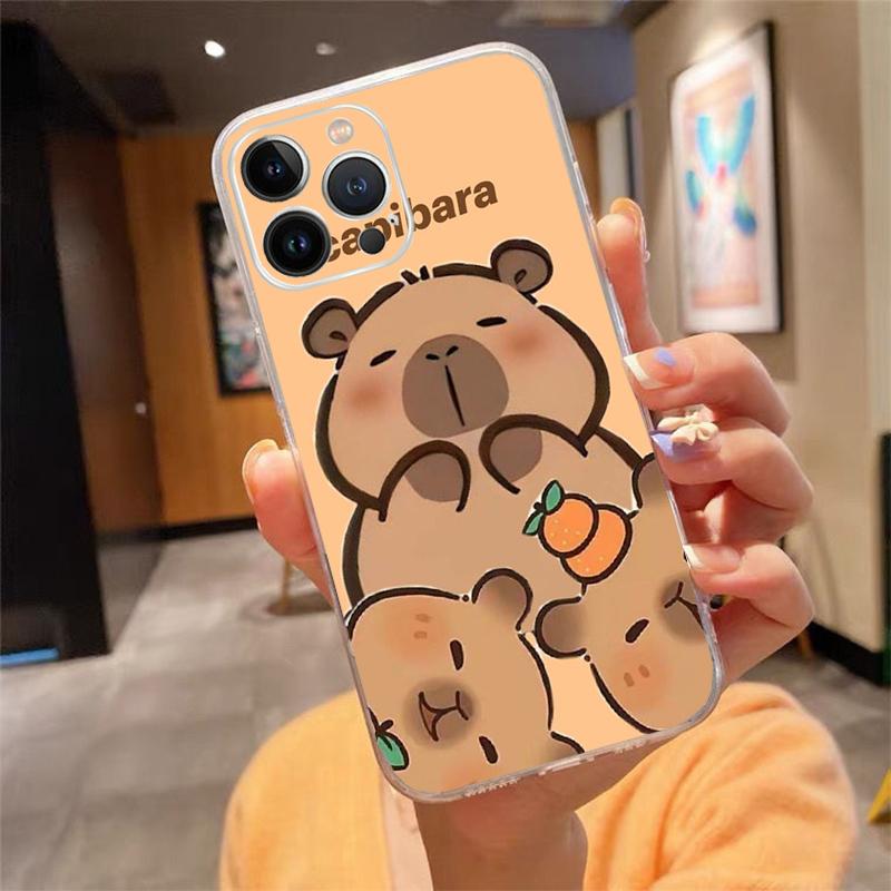 cartoon Cute capybara Phone Case Carcasa Funda For iPhone 17 Pro Max Air 16 15 14 13 Pro Max 15 16 Pro 15Plus Case