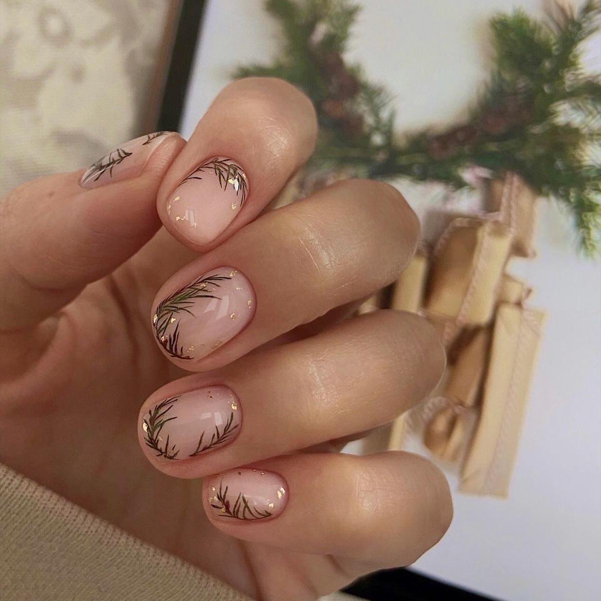 

Rectangular Christmas Maple Leaf Embossed False Nail Tips