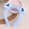 Hair Hoop Toothed Anti-Slip Plush Headband with Bear Ears Decor Fluffy Elastic Face Washing Makeup Hairband