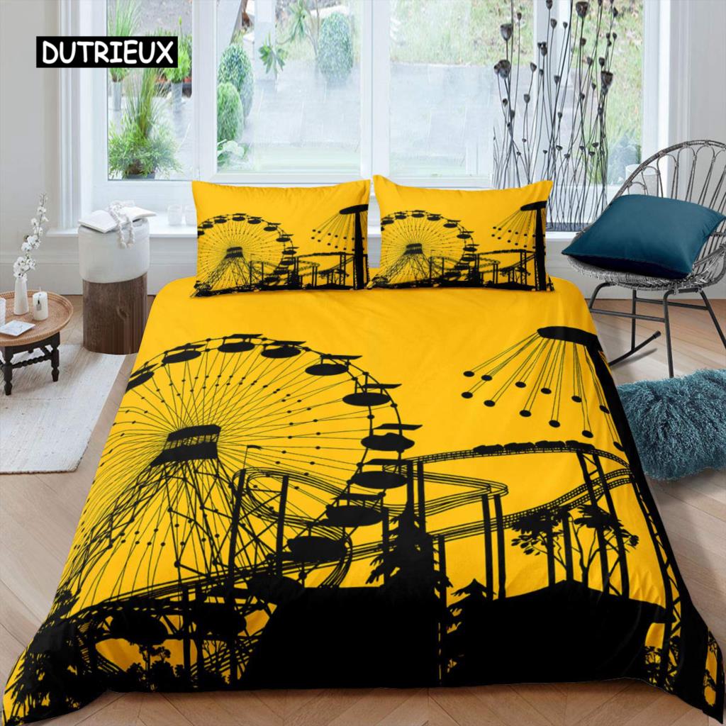 Amusement Park Duvet Cover Set Polyester Ferris Wheel Ball Bedding Set Girl Cartoon Fairy Tale Queen Size 2/3pcs Comforter Cover