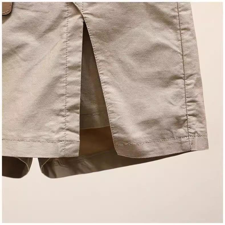 Khaki Women's Elastic High-Waist Mid-Calf Skort - European Style, Slimming & Versatile for Summer Casual Wear