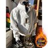 Men's Trendy Grey Half-Zip Stand Collar Hoodie: Deconstructed Design, Heavyweight American Style Sweatshirt