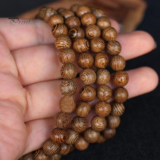 Women Men 8mm Wooden Bead Buddhist Prayer Mala Necklace Bracelet Gift Jewelry