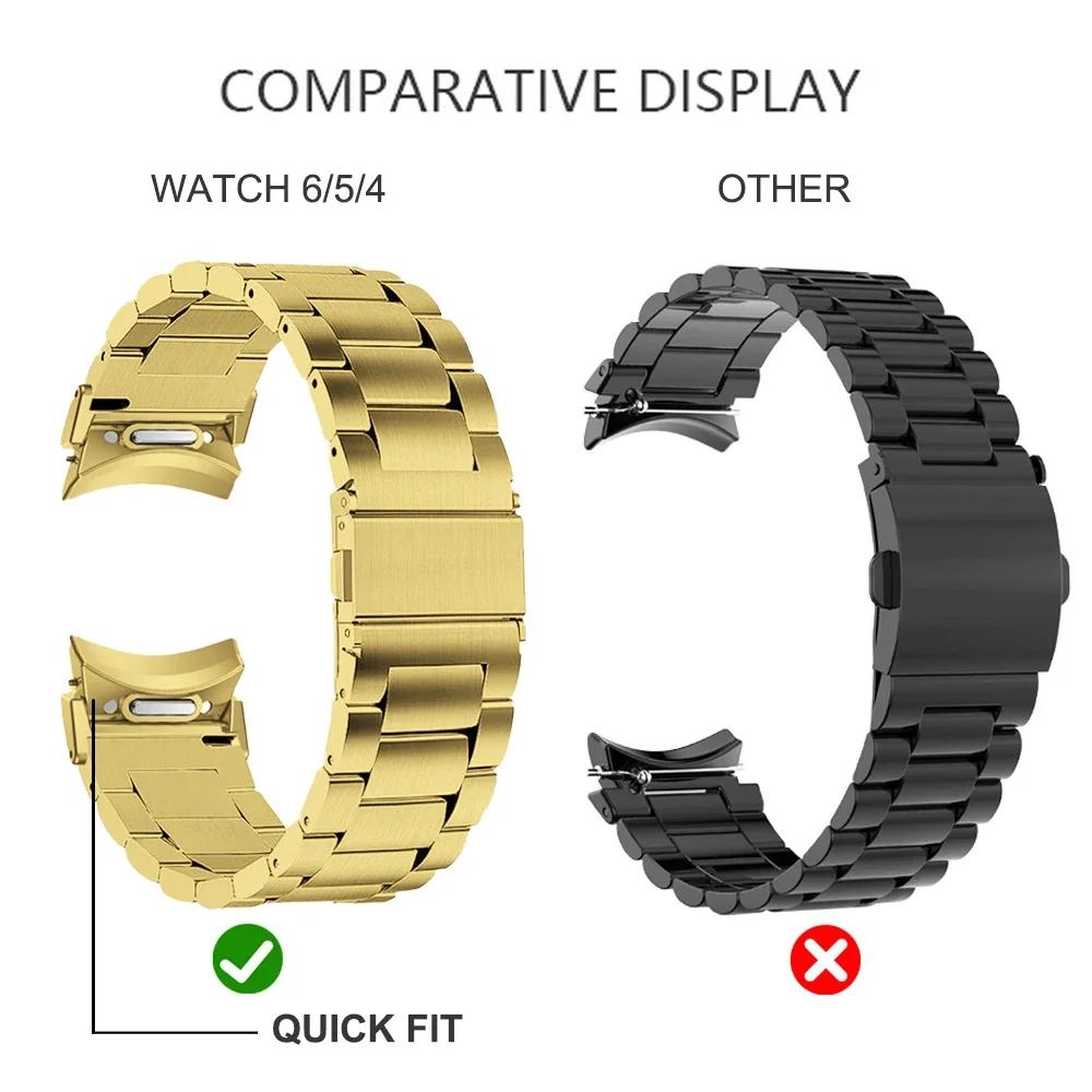 Quick Fit Stainless Steel Band for Samsung Galaxy Watch 7 6 4 5 Pro 40 44mm 45 42 46mm No Gap Strap for Watch6 Classic 43mm 47mm