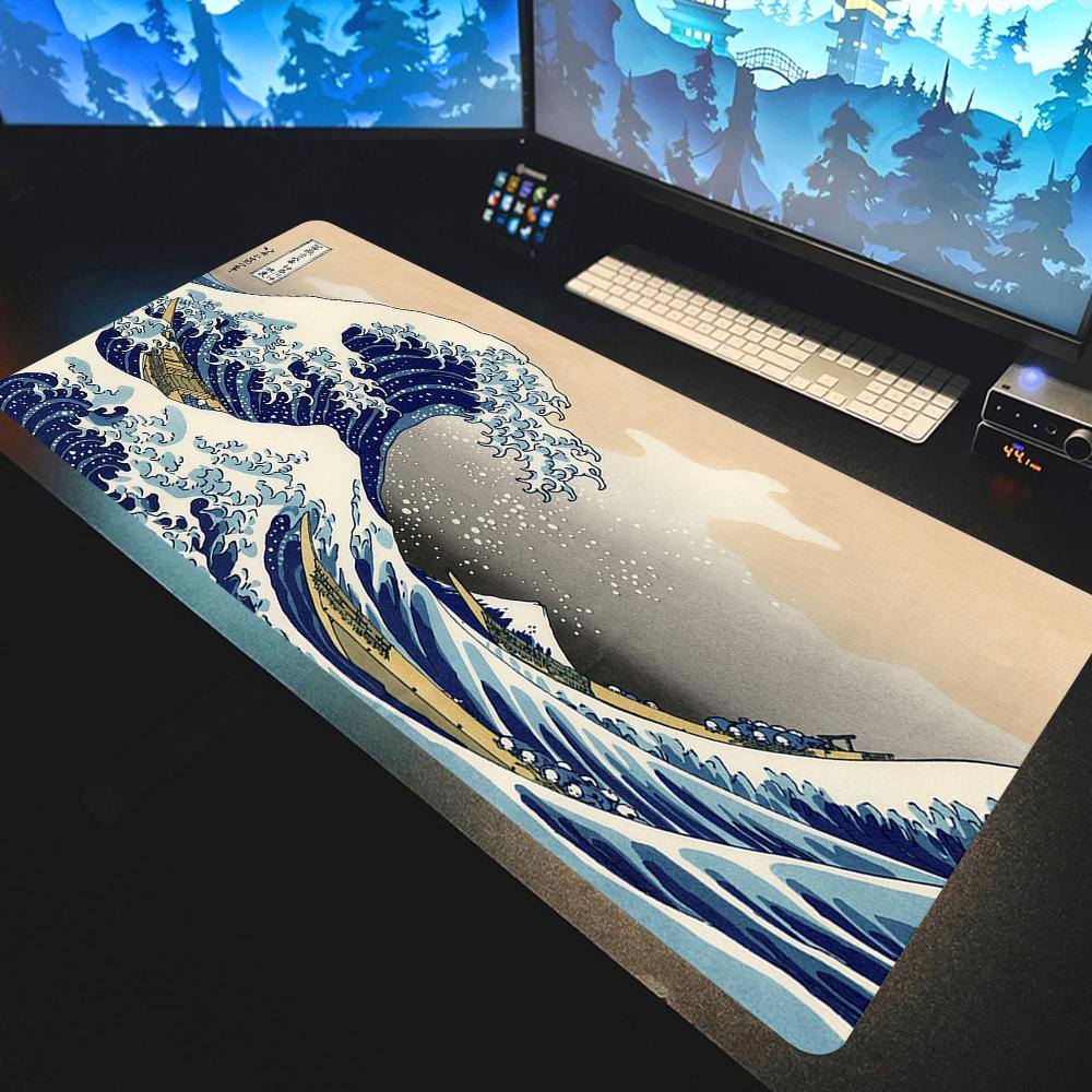 Japan The Great Wave of Kanagawa Art Mouse Pad Large Computer Gaming Mousepad Gamer Rubber Otaku Keyboard Pad Laptop Desk Mat