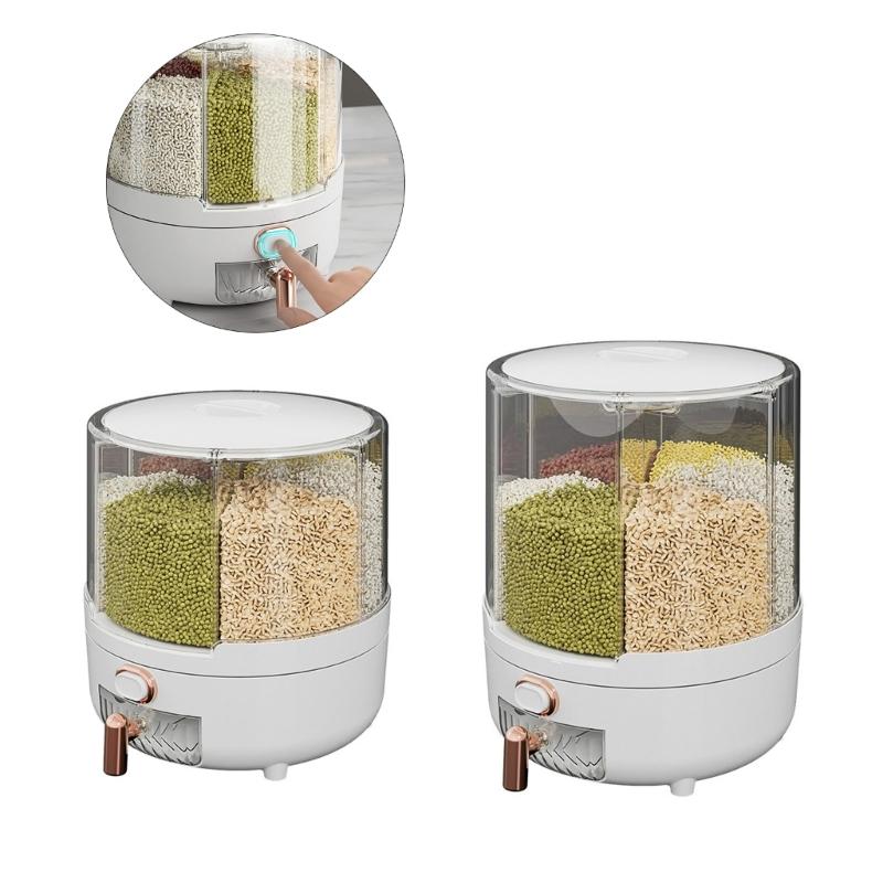360°-Rotating Grain Container Clear Food Storage Can Home Dorm Kitchen Supply Storage Container with Good Sealing
