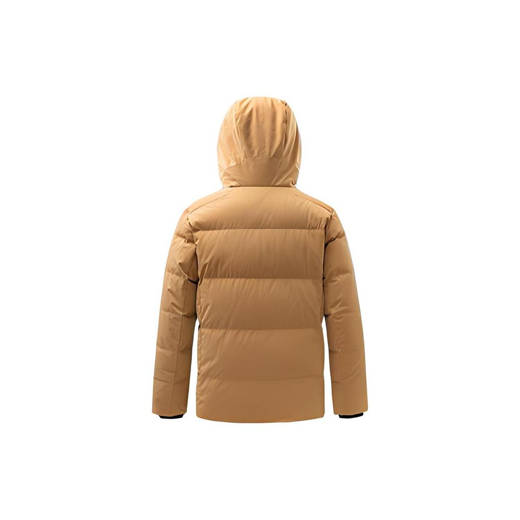 Anta Solid Color Letter Print Zip-Up Hooded Duck Down Jacket Men Outerwear Brown 152247903-2