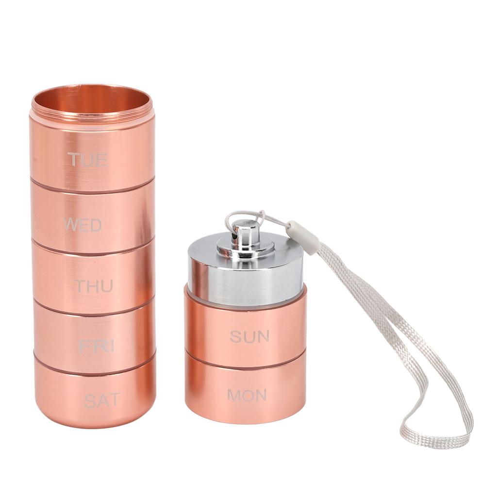 Metall Wöchentlicher Reise-Medikamenten-Organizer Tragbar Wasserdicht 7 Tage Aluminiumlegierung Tablettenbox mit