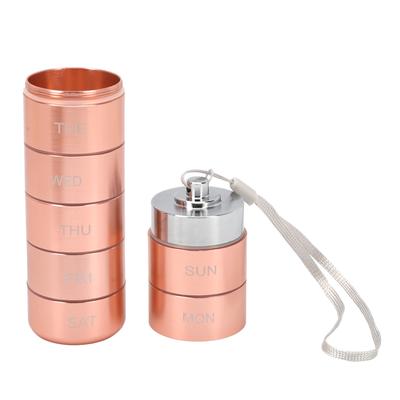Metal Weekly Travel Medicine Organizer Portable Waterproof 7 Days Aluminum Alloy Tablets Box with