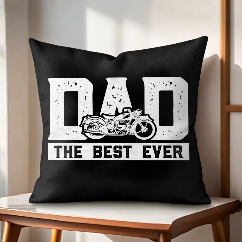 Best Dad Ever Fathers Day Cushion Cover Natural Linen Organic Fabric DoubleSided Printing Couch Pillow Covers Home Decor