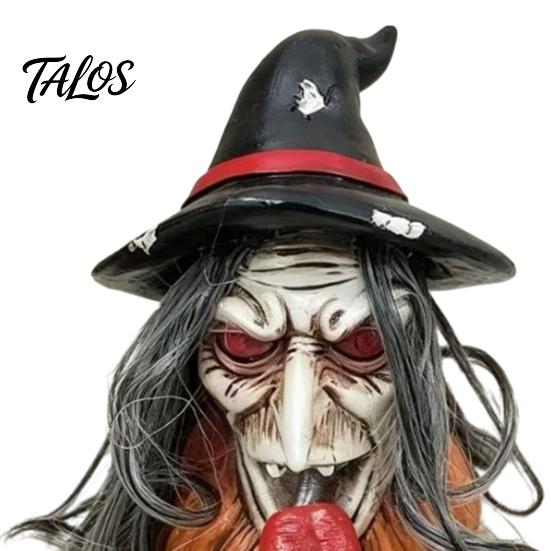 Spooky Tabletop Decorations Halloween Long Tongue Witch Pumpkin Ornament, Gothic Desktop Resin Farmhouse Decor Figurine, Collectible Decoration