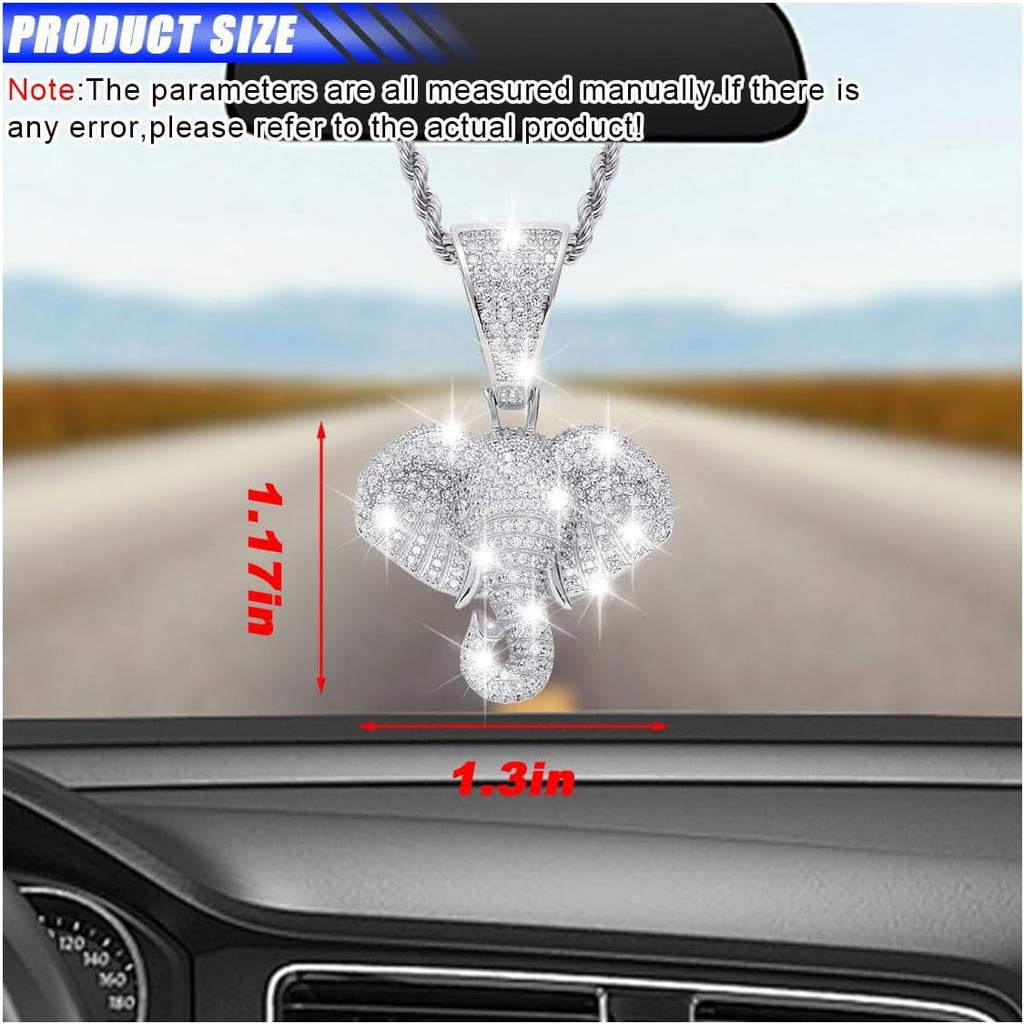 Bling Elephant Diamond Car Mirror Interior Hanging Ornament, Lucky Crystal Rhinestone Pendant Car Rear View Mirror Charm, Car Accessories for Women,