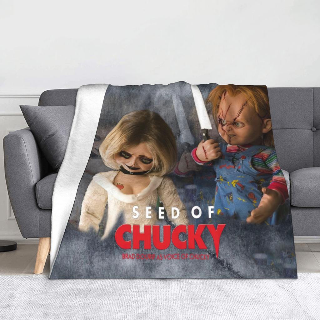 Horrorfilm Scream Fleecedecke Child of Play Chucky Gothic Decken für Sofa Reise Super Warm Plüsch Dünne Steppdecke