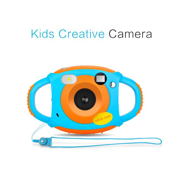 AMKOV CD-FP& Kids Digital Camera 500 Million Pixels Mini Cartoon Camera Large Screen(Blue&Orange)