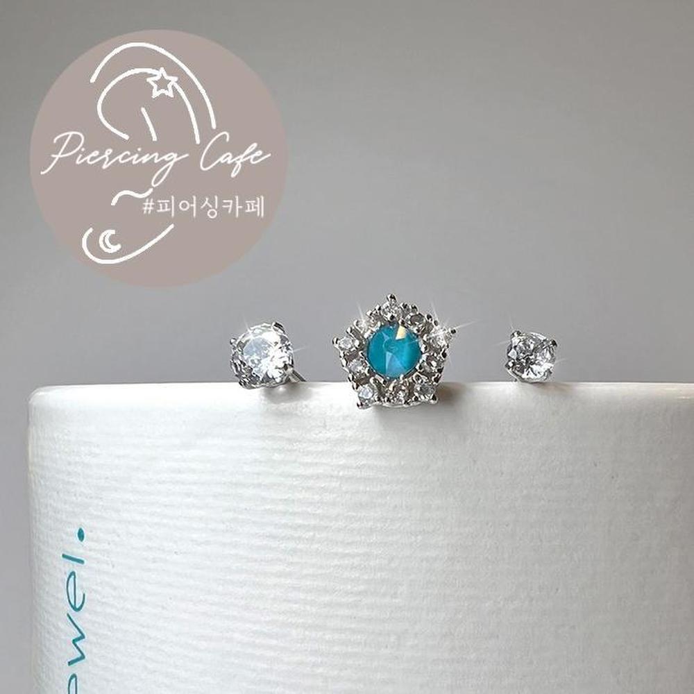 1+1+1 Blue Sea Cubic Piercing 3-Piece Set (S8682225)