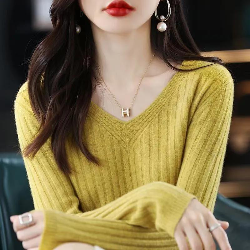 Pullover für Damen Winter V-Ausschnitt Verdickter Pullover Warm Gestrickt Dehnbar Langarm Oversize Jumper Pullover Tops