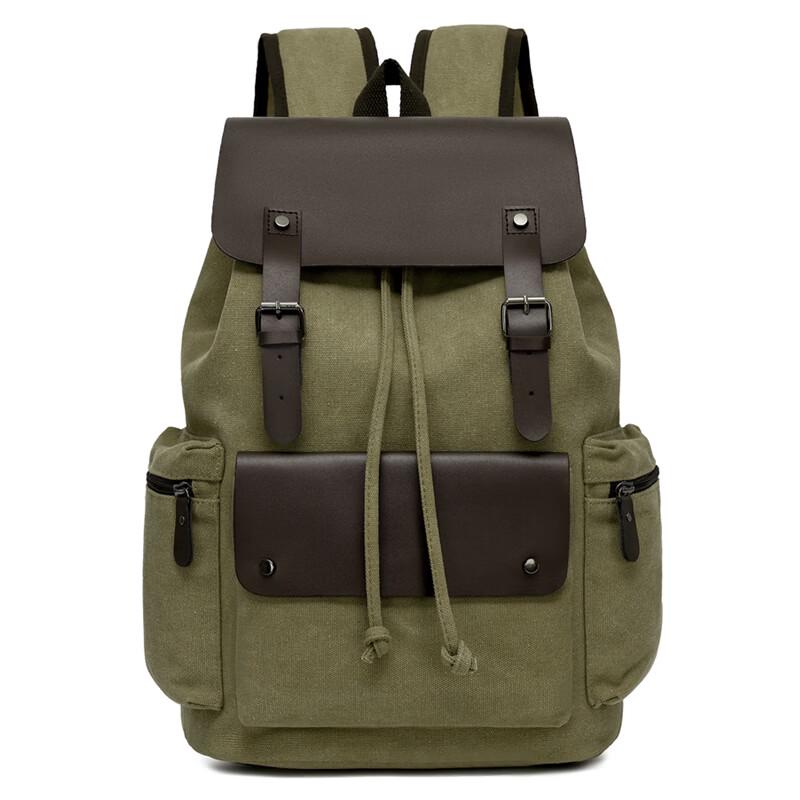 OGAR Вместительный Ретро Холщовый Туристический Рюкзак Outdoor Backpack армия зеленый