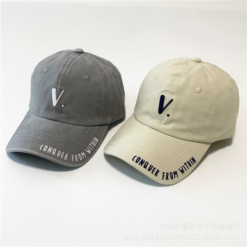 New Soft-top Baseball Cap Embroidered V. Letter Face Small Men and Women Versatile Fashion Wide-brimmed Sunshade Cap