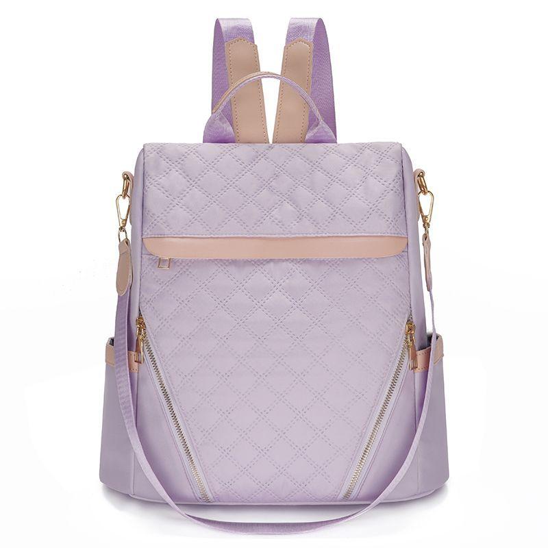 Nylon Water-Resistant Backpack Large Capacity Fashion Checkered Travel Bag