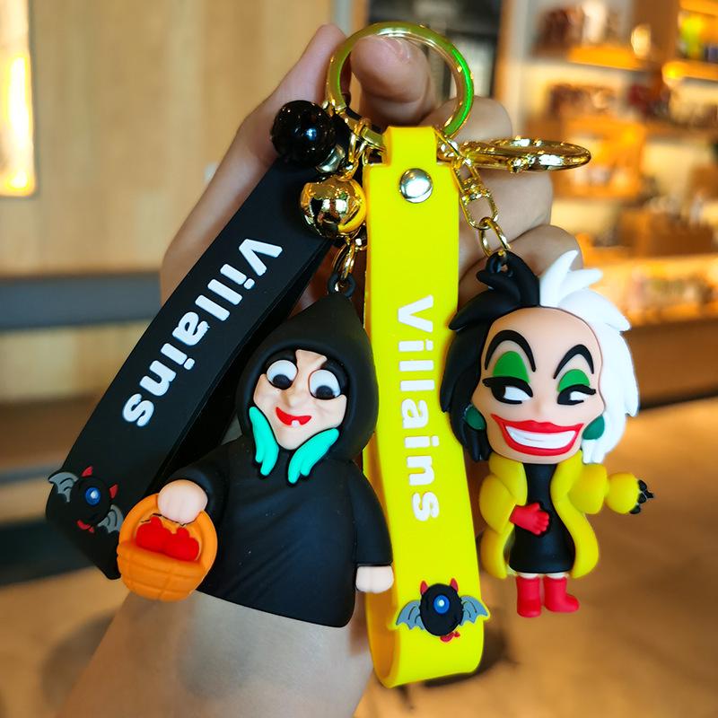 Cute Cartoon Witch Silicone Keychain Pendant Doll - Evil Villain Design for Car Keys and Bag Ornament