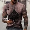 Men's T-shirt loose casual new playing cards printed tops men's large size T-shirt